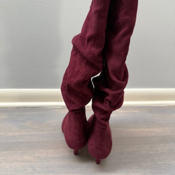 Jessica Simpson Faux Suede Burgundy Boots 8 - Picture 3 of 8